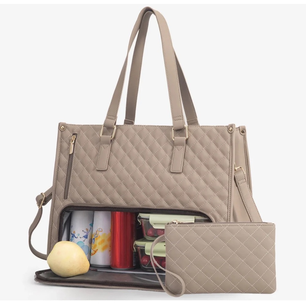 Quilted Beige Tote Bag